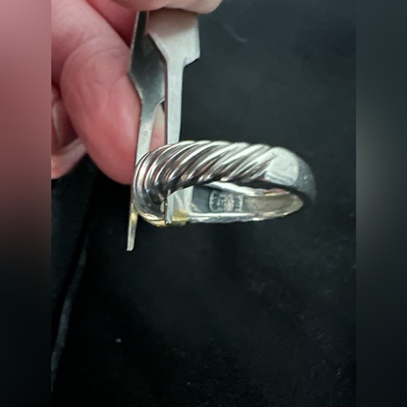 David Yurman Vintage Cable Classics Diamond Dome Ring Sterling & 18K Gold - Picture 10 of 11